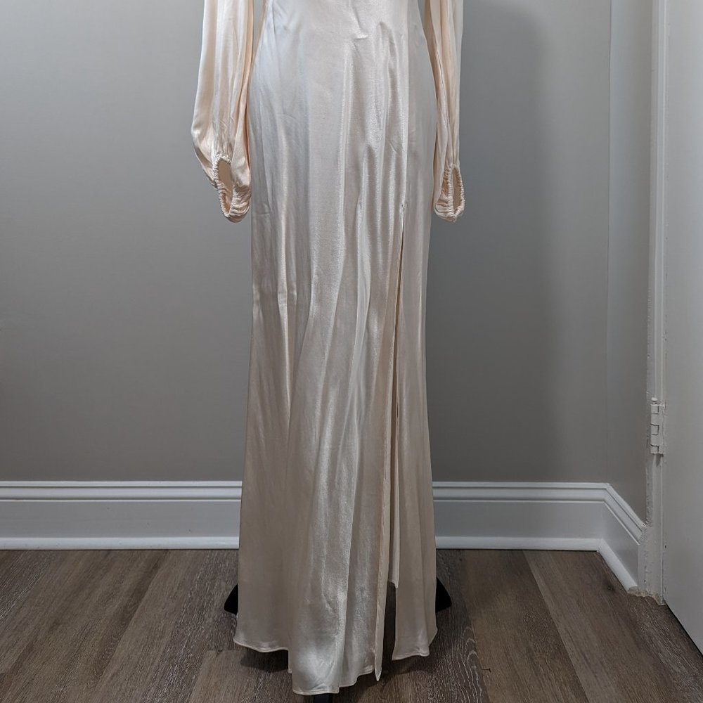 Shona Joy La Lune Balloon Sleeve Backless Midi Dress- Cream - Picture 4 of 15